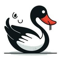 Preto cisne isolado em branco fundo. vetor ilustração dentro plano estilo.