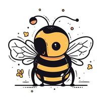 vetor mão desenhado ilustração do fofa desenho animado abelha. isolado em branco fundo.