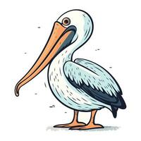 pelicano desenho animado vetor ilustração. mão desenhado pelicano ícone.