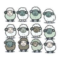 fofa desenho animado ovelhas coleção. vetor ilustração isolado em branco fundo.