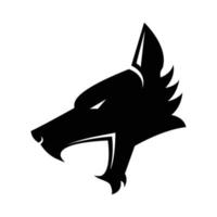 um ícone de cabeça de visão lateral de lobo negro vetor