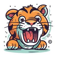 engraçado desenho animado tigre. vetor ilustração. isolado em branco fundo.