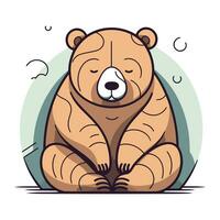 fofa desenho animado Urso sentado em a chão. vetor ilustração do uma urso.