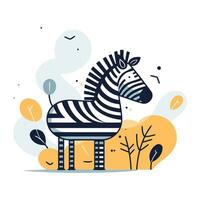 zebra dentro a floresta. vetor ilustração dentro uma plano estilo.