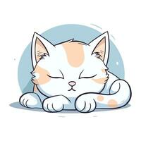 fofa desenho animado gato dormindo em uma branco fundo. vetor ilustração.
