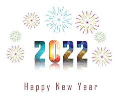 feliz ano novo 2022 com fundos de fogos de artifício vetor