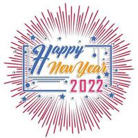 feliz ano novo de 2022 com fogos de artifício explodindo vetor