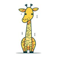 girafa. fofa desenho animado personagem. colorida plano vetor ilustração.