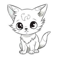 fofa desenho animado gatinho isolado em branco fundo. mão desenhado vetor ilustração.