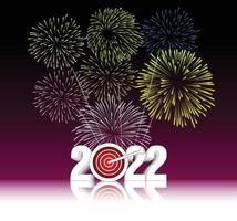 feliz ano novo de 2022 com fogos de artifício explodindo vetor