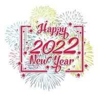 feliz ano novo de 2022 com fogos de artifício explodindo vetor