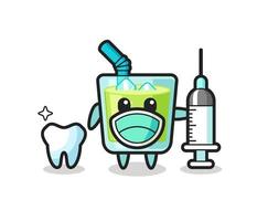 personagem mascote do suco de melão como dentista vetor