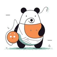 fofa desenho animado panda com uma boliche bola. vetor ilustração.
