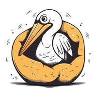 pelicano dentro a ninho. vetor ilustração do uma pelicano.