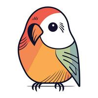 vetor ilustração do fofa desenho animado papagaio isolado em uma branco fundo.