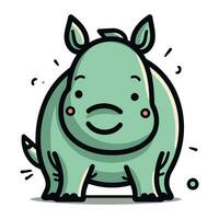 fofa rinoceronte desenho animado personagem. vetor ilustração.
