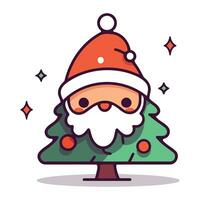 fofa desenho animado Natal árvore com santa claus vetor ilustração.