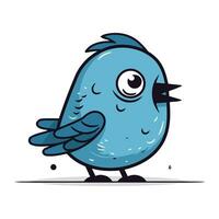 fofa azul pássaro desenho animado personagem vetor ilustração em branco fundo.