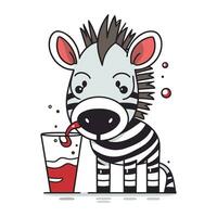 fofa zebra bebendo suco. vetor ilustração dentro desenho animado estilo.