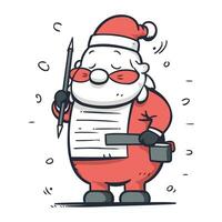 desenho animado santa claus com uma espada e escudo. vetor ilustração.