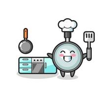 ilustração de personagem de lupa enquanto um chef está cozinhando vetor