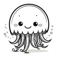 ilustração do uma fofa desenho animado medusa em uma branco fundo vetor