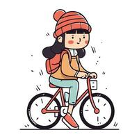 jovem mulher equitação uma bicicleta. vetor ilustração dentro uma plano estilo.