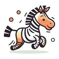 zebra correndo. vetor ilustração. fofa desenho animado animal personagem.