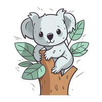 fofa coala em uma árvore. vetor ilustração dentro desenho animado estilo.