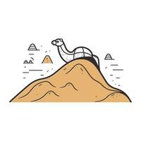 camelo em a topo do a montanha. vetor ilustração dentro linear estilo
