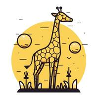 girafa plano vetor ilustração. girafa dentro a deserto.