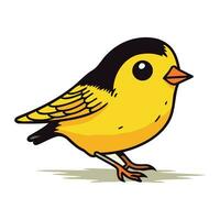 vetor ilustração do uma fofa pequeno amarelo pássaro em uma branco fundo.