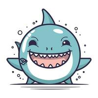fofa desenho animado Tubarão. vetor ilustração do uma engraçado desenho animado Tubarão.
