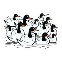 vetor ilustração do uma rebanho do patos em uma branco fundo. vetor ilustração.