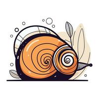 vetor ilustração do Caracol em branco fundo. linha arte estilo Projeto.