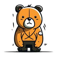 Urso de pelúcia Urso com triste expressão. vetor ilustração do uma desenho animado personagem.