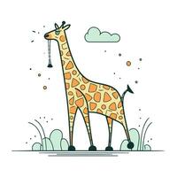 girafa vetor ilustração. fofa desenho animado animal dentro plano estilo.