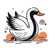 vetor ilustração do uma cisne dentro a Formato do uma estilizado silhueta.