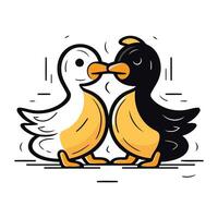 fofa pinguim casal isolado em branco fundo. vetor ilustração.