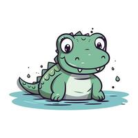fofa crocodilo. vetor ilustração do uma desenho animado crocodilo.