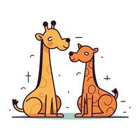 fofa desenho animado girafas. vetor ilustração dentro plano estilo.