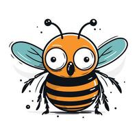 fofa desenho animado abelha com grande olhos. vetor ilustração isolado em branco fundo.
