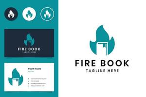 design do logotipo do espaço negativo do livro fogo vetor