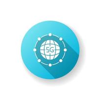 5g ícone de glifo de sombra longa de design plano azul de padrão global 5g vetor
