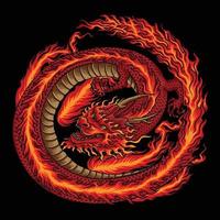 ilustração de fogo dragão vermelho chinês vetor