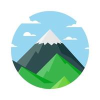 ícone de forma de círculo de paisagem de montanha. ilustração vetorial vetor