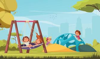 composição de playground infantil ao ar livre vetor