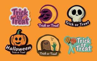 adesivos de doces ou travessuras de halloween vetor