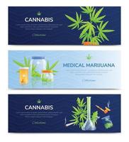 conjunto de banners de maconha medicinal vetor