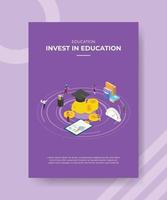 investir no conceito de educação para banner e folheto de modelo vetor